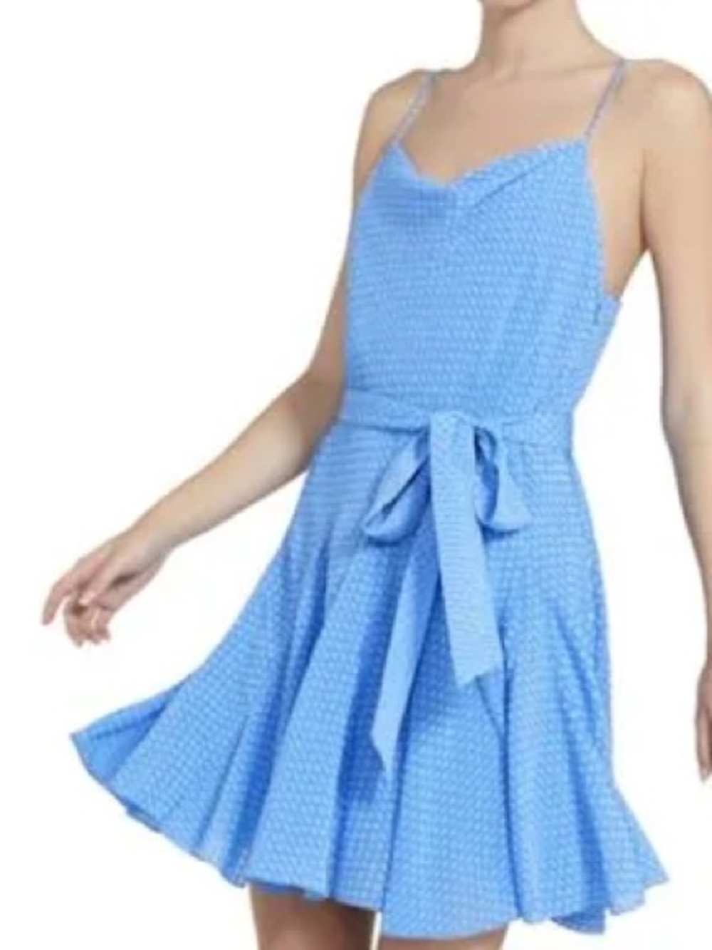 ALICE + OLIVIA Periwinkle Blue Clip Dot Cowl Neck Mini Dress | Size 10